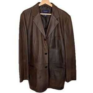 Daniel Cremieux M Brown Lambskin‎ Leather Jacket Sport Coat Blazer Men's Grandpa